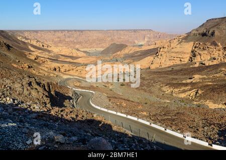 Al-Ula, Saudi-Arabia. The road to Al-Ula viewpoint. Stock Photo