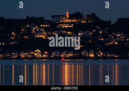 The Süllberg in Hamburg Blankenese at night Stock Photo