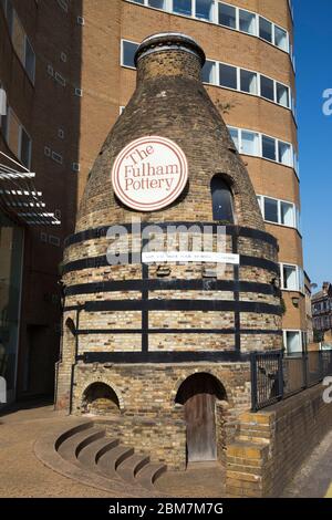 Old kiln (bottle kiln, shape of a bottle) of The Fulham Pottery. Junction of Burlington Rd and New Kings Road, London. UK. (118) Stock Photo