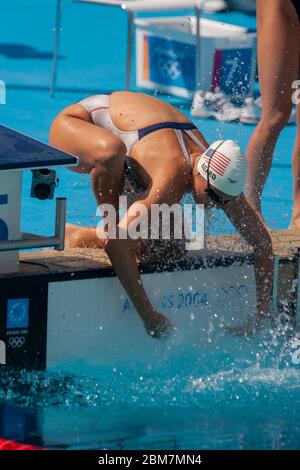 Amanda Beard (USA) competing in the Women's 100 metre breaststroke heats at the 2004 Olympic Summer Games, Athens. Stock Photo