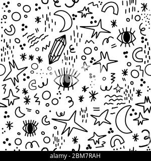 Magic occult wicca doodle vector seamless pattern Stock Vector