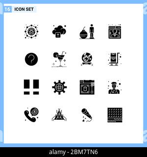 Set of 16 Modern UI Icons Symbols Signs for ui, basic, debt, support, customer Editable Vector Design Elements Stock Vector