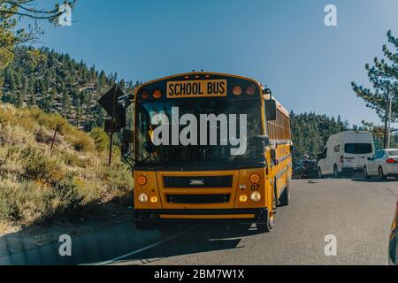 yellow school bus in california Stock Photo