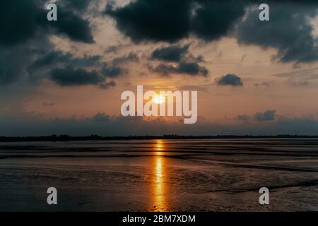 sunset at north sea Stock Photo