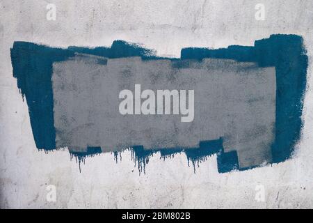 textured painted area on white wall with driipping bottom background; backdrop Stock Photo