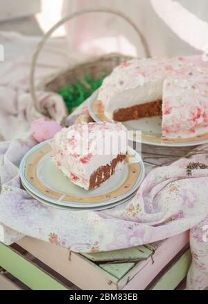 Home made strawberry cake. Stock Photo