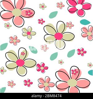 Seamles Summer Flower vector illustration pattern Stock Vector