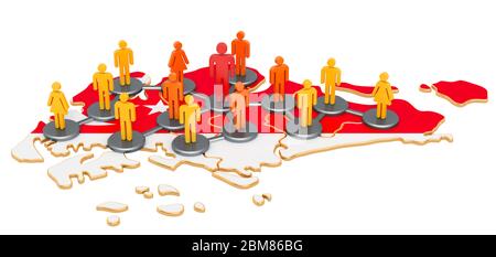 Contact tracing system in Singapore, 3D rendering isolated on white background Stock Photo