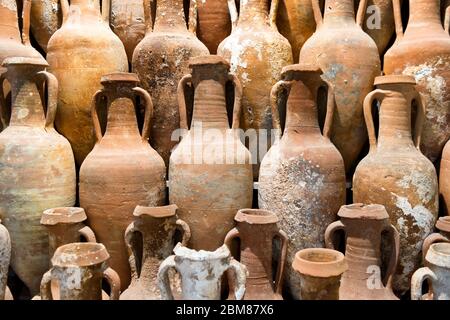 antique terracotta amphoras dated from fifth century common era Stock Photo