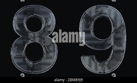 Numbers made out of aluminum on black background. 3D Rendering. Stock Photo