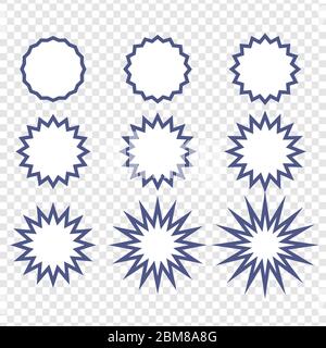 Set of badges - Big set of vector graphic circle frames for design. Circle wave line and wavy zigzag pattern lines. Vector blue outlines, round curvy Stock Vector