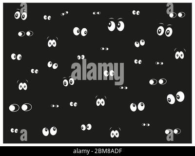 Glowing in the dark cat eyes black background Stock Vector