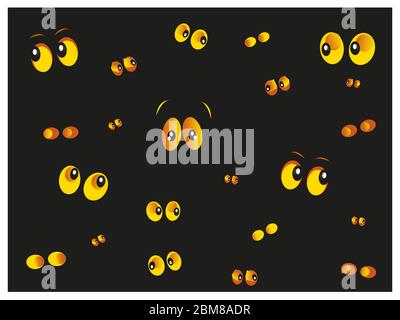 Glowing in the dark yellow cat eyes Stock Vector