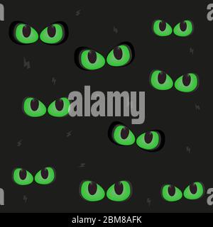 Glowing in the dark spooky green cat eyes vector Stock Vector