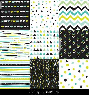 Hand drawn geometric patterns, abstract digital papers, abstract backgrounds Stock Vector