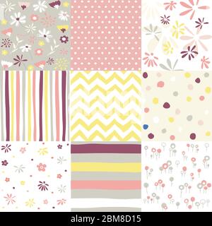 Spring, easter patterns. Vector seamless backgrounds. Stock Vector