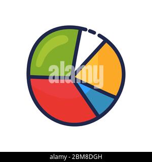 Simple doodle of a pie chart. Cartoon hand draw vector illustration element Stock Vector