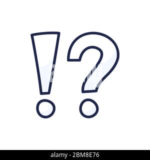 Exclamation mark and question mark sign icon. Symbol on white background Vector illustration. Hand drawn Stock Vector