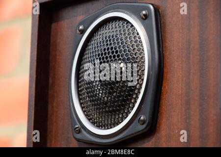 High-frequency dynamics of a three-lane speaker system. Soviet vintage acoustics. Stock Photo