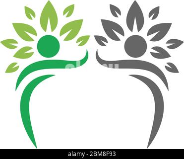 People tree care logo illustration Stock Vector