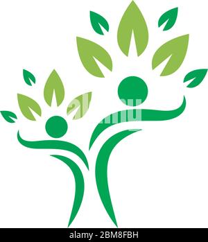 People tree care logo illustration Stock Vector