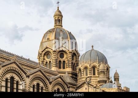 Domes of the Marseille Cathedral (Cathedrale de la Major), France Stock Photo