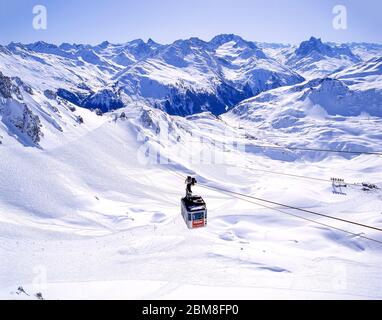 Cable car to Valuga Station, St.Anton (Sankt Anton am Arlberg), Tyrol, Austria Stock Photo