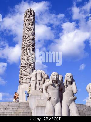The Monolith and Vigeland sculptures in Frogner Park, Bydel Frogner, Oslo, Kingdom of Norway Stock Photo