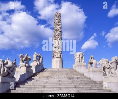 The Monolith and Vigeland sculptures in Frogner Park, Bydel Frogner, Oslo, Kingdom of Norway Stock Photo