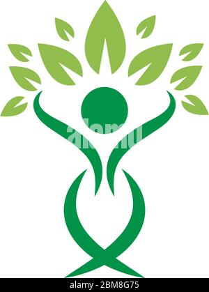 People tree care logo illustration Stock Vector