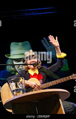 Cerys Matthews Welsh singer songwriter DJ & author performing on stage at Hay Festival 2013 Hay on Wye Powys Wales UK. ©PRWPhotography Stock Photo