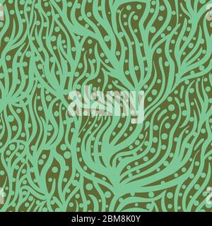 green organic fluid shapes seamless vector pattern Stock Vector