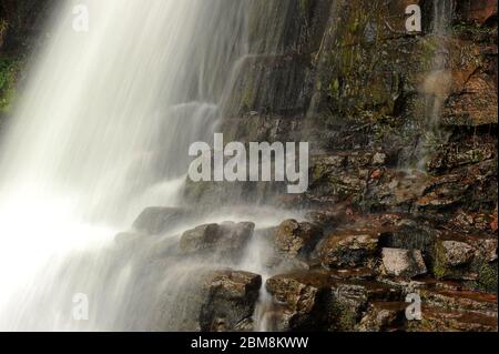 Last of the small waterfalls on the Nant y Llyn before the main  falls. Stock Photo