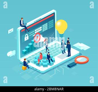 Team of business people working on web development and optimization concept idea Stock Vector