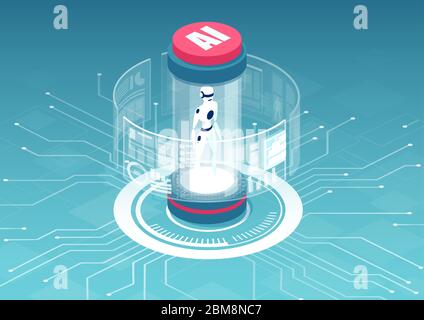 Vector concept of a robot artificial intelligence AI Stock Vector
