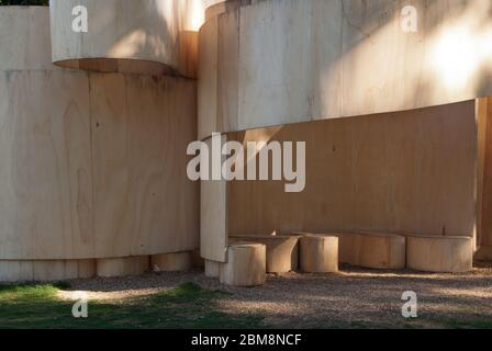 Summer House Timber Steam Bent Plywood Pavilion Serpentine Galleries Serpentine Pavilion 2016, Kensington Gardens, London, W2 by Barkow Leibinger Stock Photo