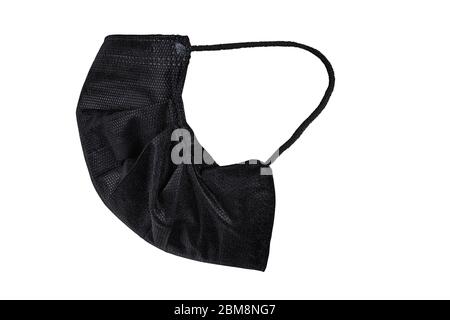 Black medical face mask side view. Isolated on white, clipping path included Stock Photo