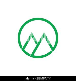letter m geometric line green mountain logo vector Stock Vector