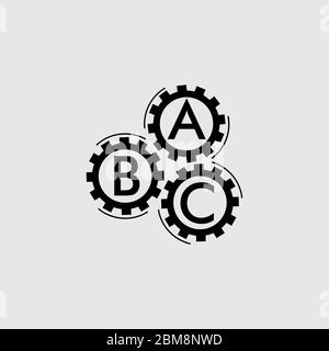 text abc cog machine logo vector Stock Vector