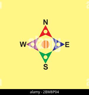 arrows compass colorful geometric symbol vector Stock Vector
