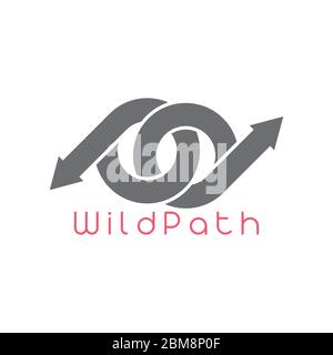 linked circle overlap path way arrow logo vector Stock Vector