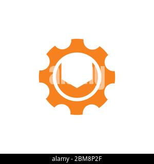 cog machine adjustable wrench logo vector Stock Vector