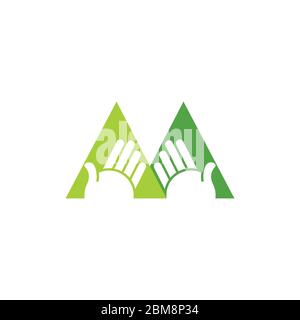 letter m hand greeting gesture logo vector Stock Vector