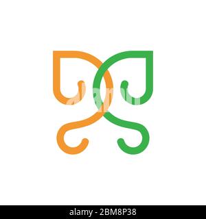 letters dd linked curves line loop design logo Stock Vector