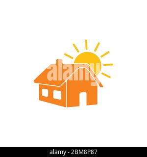 simple geometric sunrise home flat 3d design logo vector Stock Vector