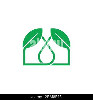 simple linked leaf home shape logo vector Stock Vector