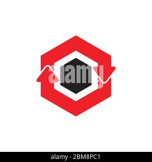 circle hexagonal arrow symbol logo vector Stock Vector