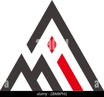 letter mi geometric arrow triangle logo vector Stock Vector