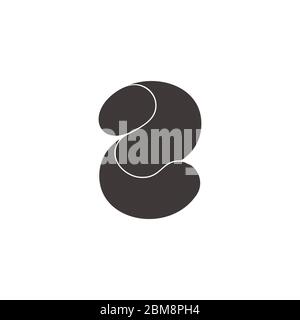 number 2 3d flat curves smooth symbol logo vector Stock Vector