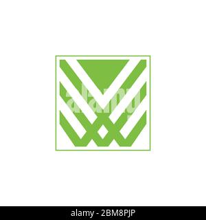 letter w stripes grass green logo vector Stock Vector
